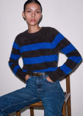 Brown Brushed Cashmere Stripe Crop Jumper