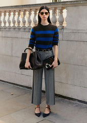 Brown Brushed Cashmere Stripe Crop Jumper