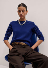 Blue Cashmere Relaxed Crop Sweater