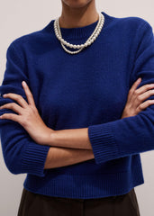 Blue Cashmere Relaxed Crop Sweater