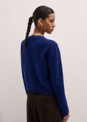 Blue Cashmere Relaxed Crop Sweater