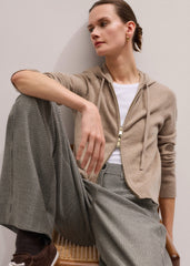 Light Brown Cashmere Two-Way Zip Straight Hoodie