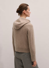 Light Brown Cashmere Two-Way Zip Straight Hoodie