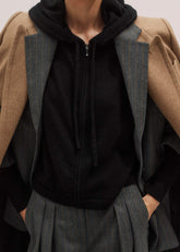 Black Cashmere Relaxed Fit Box Zip Hoodie