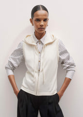 Cream Icon Cashmere Sleeveless Blazer Hoody
