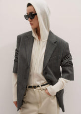 Cream Cashmere Relaxed Fit Box Zip Hoody