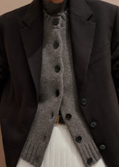 Brown Cashmere Relaxed Saddle Shoulder Cardigan