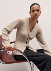 Brown Merino Cashmere Contour Cardigan