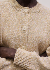 Yellow Relaxed Crew Neckline Cardigan