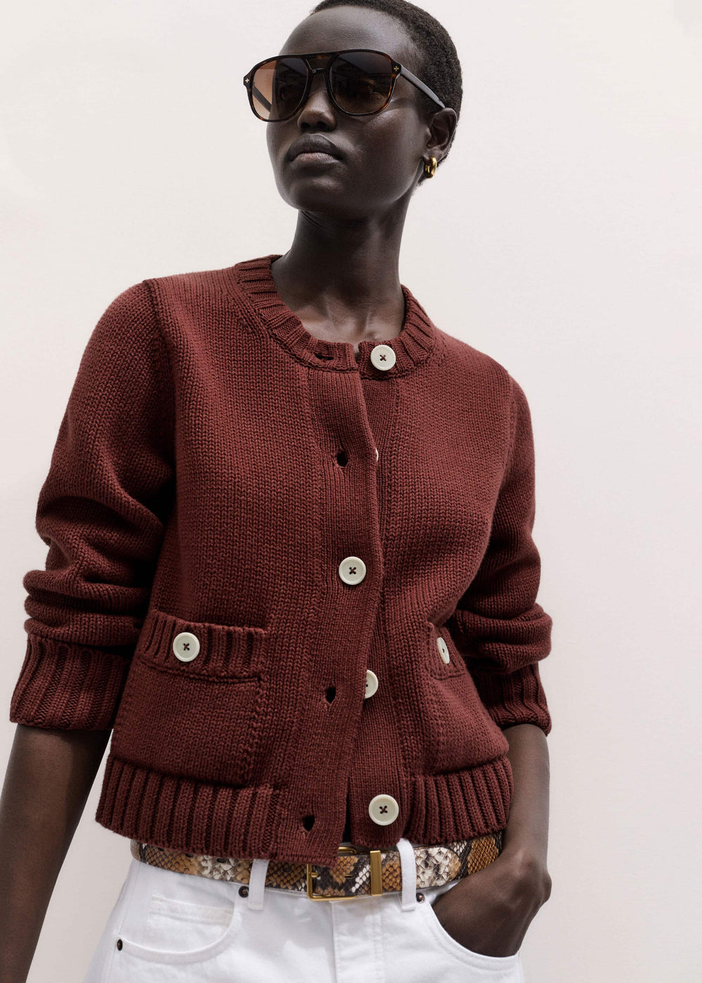 Cinnamon Straight Crop Cardigan
