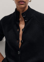 Black Button-Through Longline Cardigan