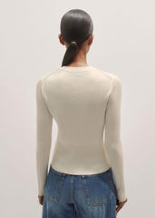 Cream Milano Knit Two-Way Zip Cardigan