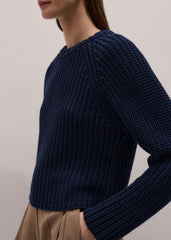 Navy Chunky Cotton Raglan Sweater
