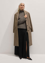 Brown Cashmere High Neck Relaxed Statement Sweater