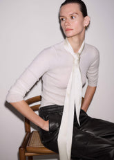 Cream Barely There Slim Rib Layering Sweater