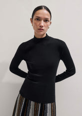 Black Barely There Slim Rib Layering Sweater