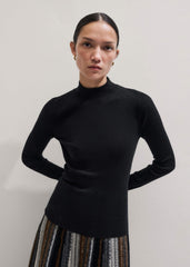 Black Barely There Slim Rib Layering Sweater