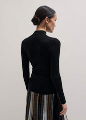 Black Barely There Slim Rib Layering Sweater