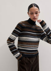 Black Textured Stitch Relaxed High Neck Sweater