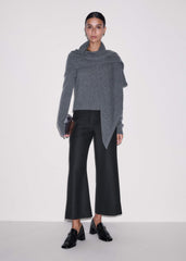 Gray Cashmere Relaxed Crop Sweater