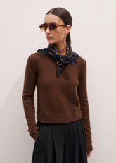 Brown Cashmere Relaxed Crop Sweater