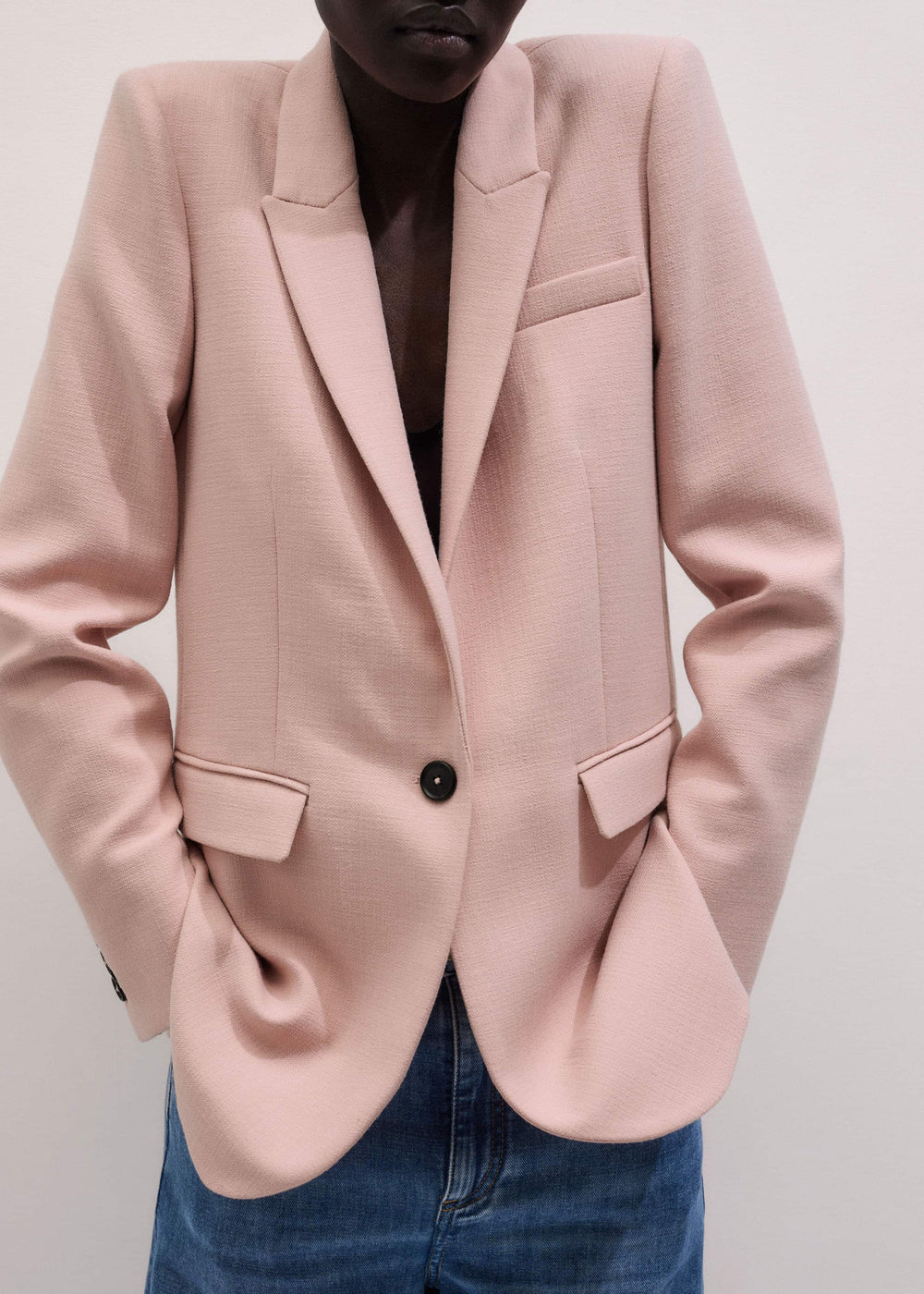 Pink Sharp Shoulder Blazer