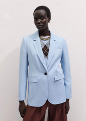 Sky Blue Sharp Shoulder Blazer