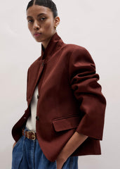 Cinnamon Brown Oversized Short Blazer