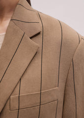 Tan Icon Intelligently Oversized Pinstripe Blazer