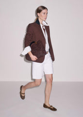 Cinnamon Pinstripe Sharp Shoulder Contour Blazer