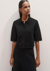 Black Milano Knit Short Sleeve Jacket