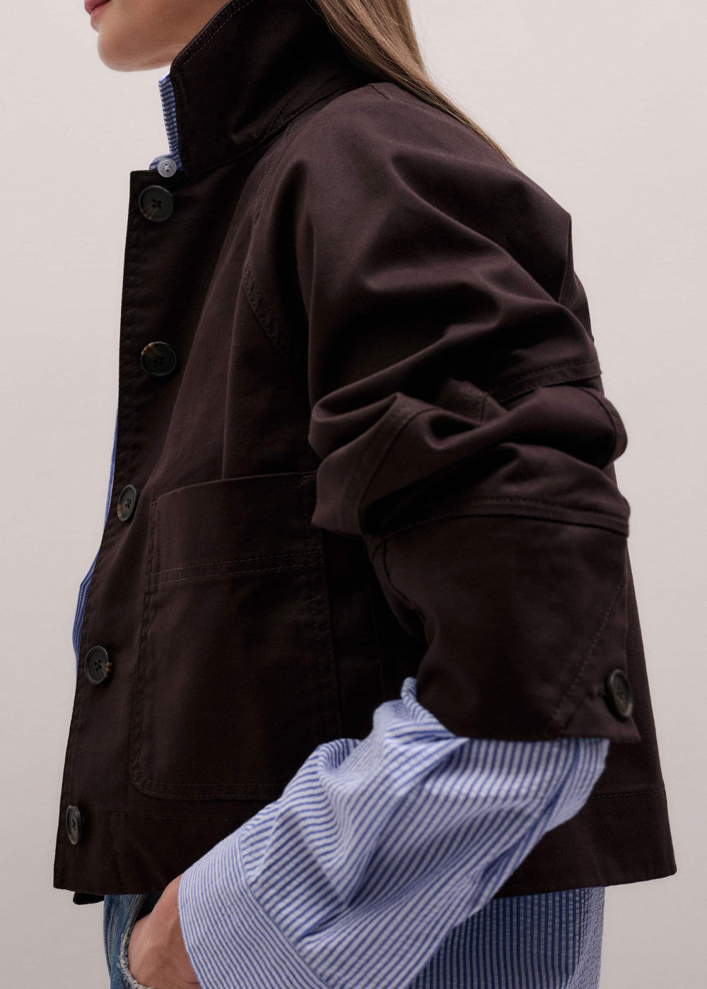 Brown Cocoon Sleeve Jacket
