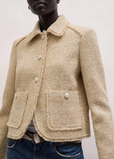 Cream Fringed Short Jacket