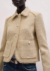 Cream Fringed Short Jacket