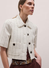 Ivory Stripe Crop Jacket
