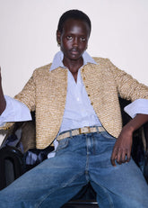Gold Metallic Crop Evening Jacket