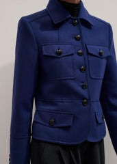 Blue Fitted Military Jacket