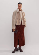 Cream Luxe Short Shearling Coat | Shearling Coats