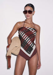 Cinnamon Brown Stripe Summer Scarf