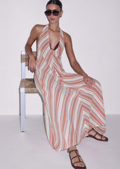 Pink Halter Maxi Beach Dress