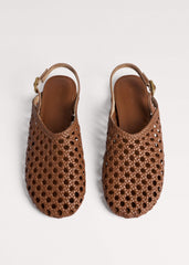 Brown Woven Slingback Shoe