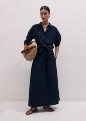 Navy Cheesecloth Relaxed Maxi Skirt