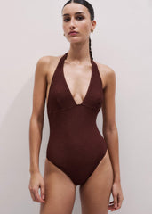 Cinnamon Brown Halterneck Swimsuit
