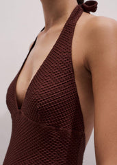 Cinnamon Brown Halterneck Swimsuit