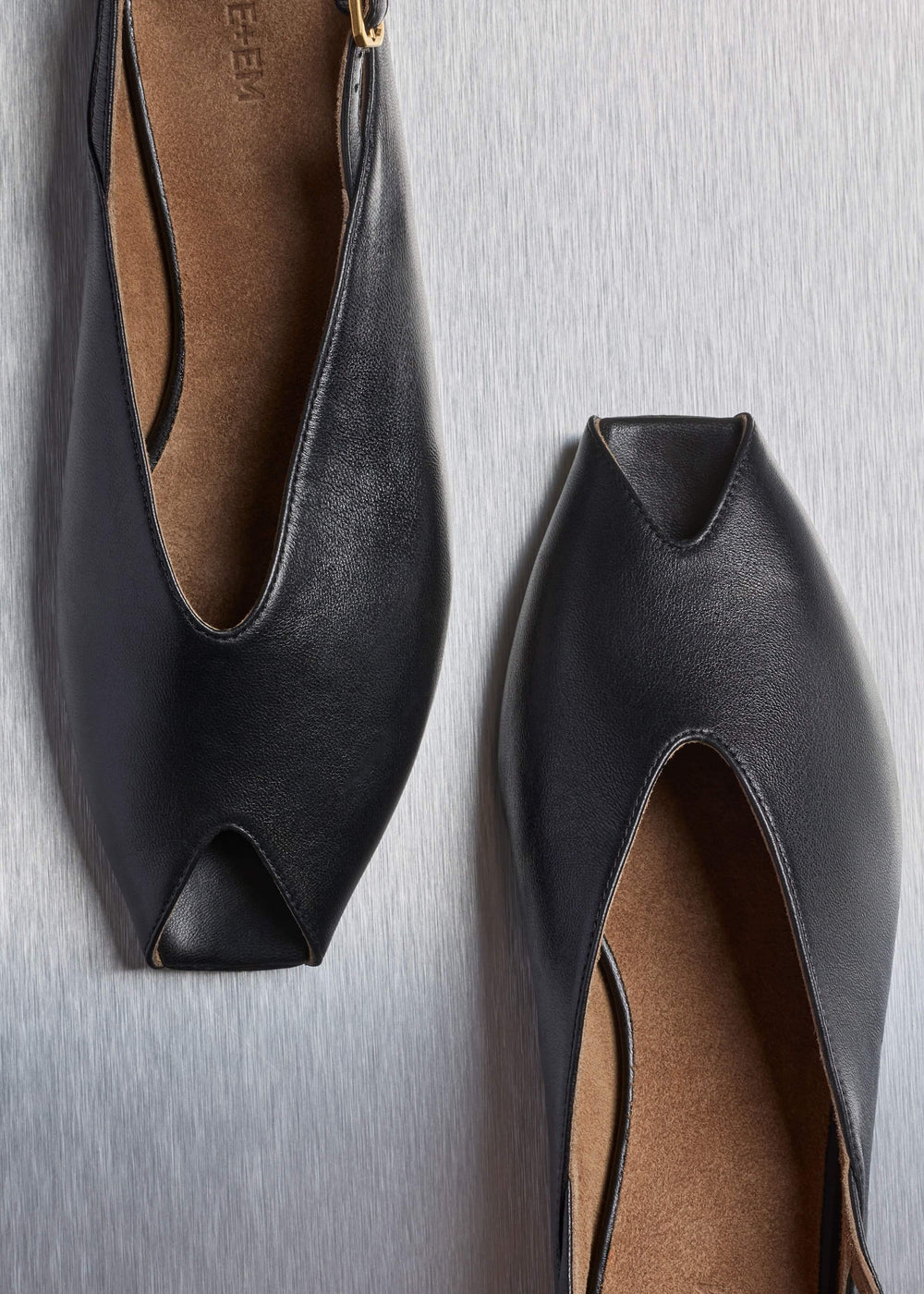 Black Peep Toe Flat