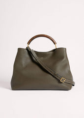 Olive Green Leather Soft Constructed Day Bag