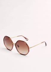 Cinnamon Hetagonal Frame Sunglasses