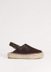 Brown Leather Slingback Espadrille