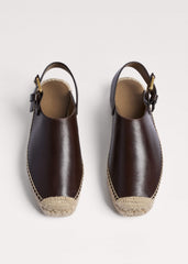 Brown Leather Slingback Espadrille