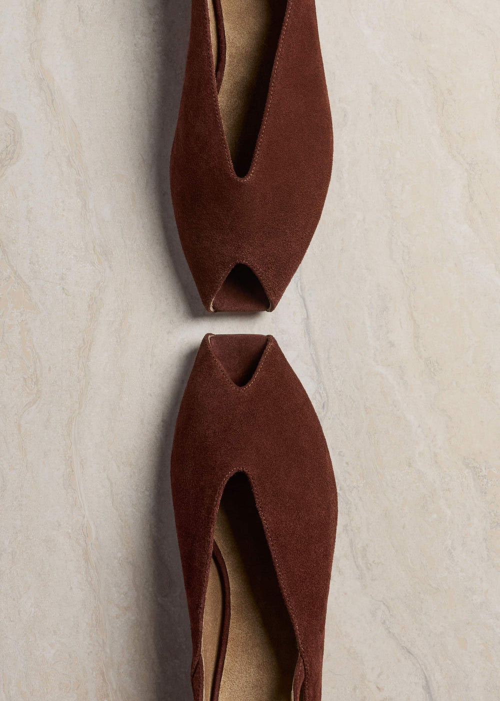 Cinnamon Brown Peep Toe Flat